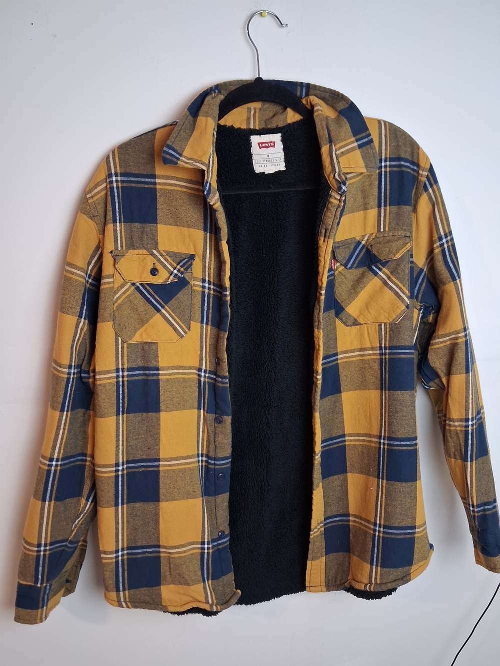 Levi's Kids Yellow & Navy Plaid Sherpa-Lined Jacket